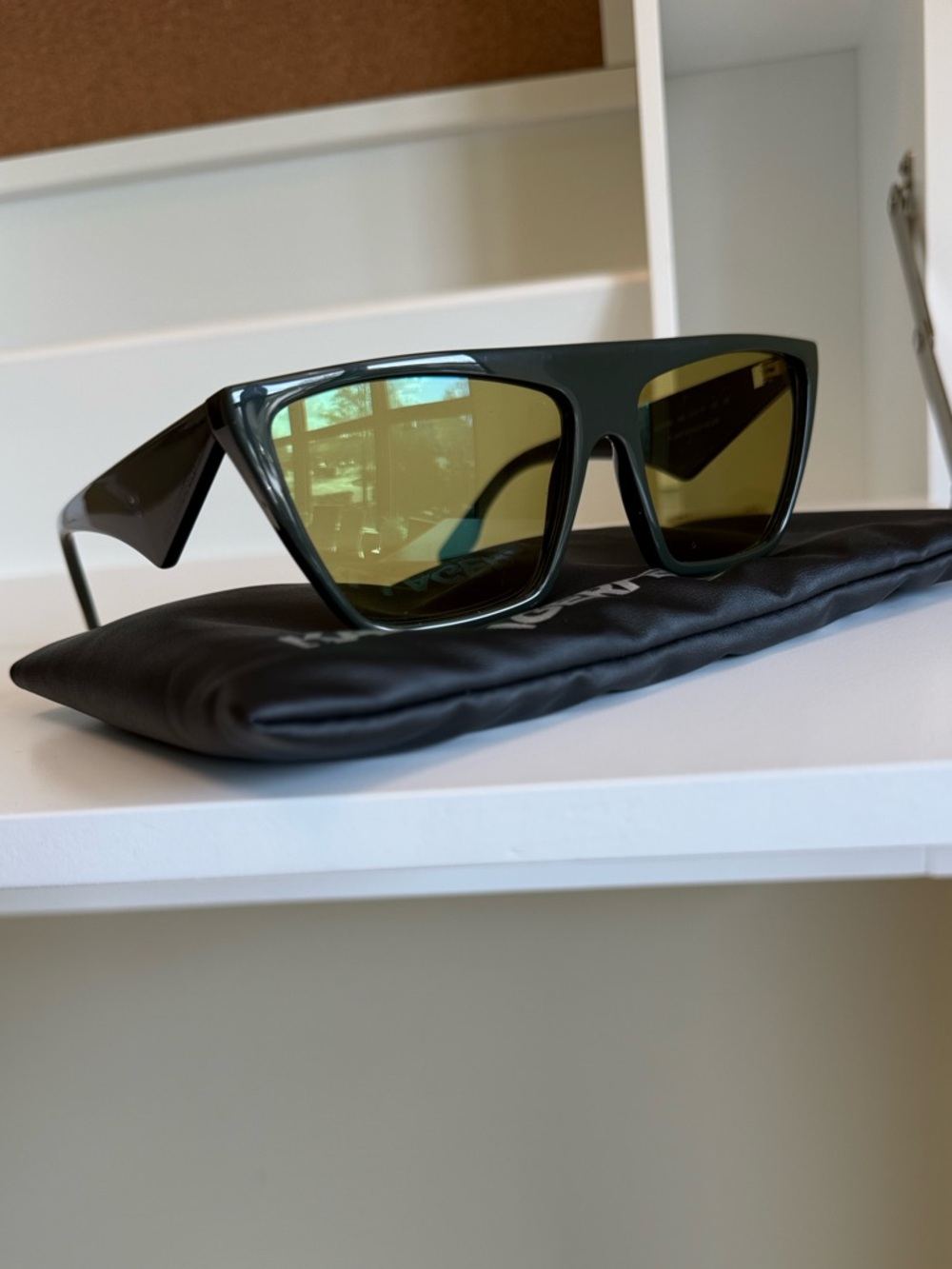 Karl Lagerfeld Unisex Sunglasses: Dark Green Frame, Green Lenses, NEW